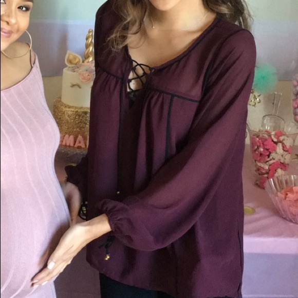 Abercrombie long sleeve maroon blouse size SM - Picture 4 of 4